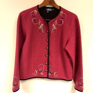 Icelandic wool blend embroidered jacket. Size M